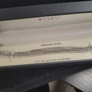Macy's Sterling Silver 2ct TW Genuine Diamond Multi-Row Bracelet - Silver
